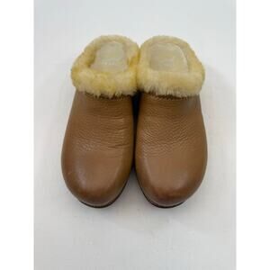 Dansko Leather Sheep Fur Lined Clogs Size 36 (US 6) Magda Waxy Milled Shearling